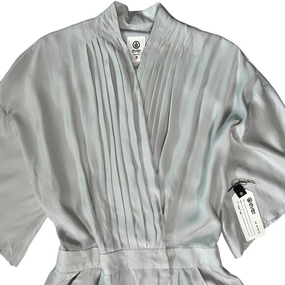 Ever Women's 100% Silk Wrap Front Romper Light Gray Size Small Rare NWT - Picture 4 of 16